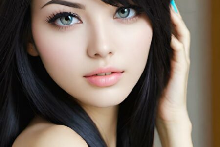 AI girl with black hair wallpaper