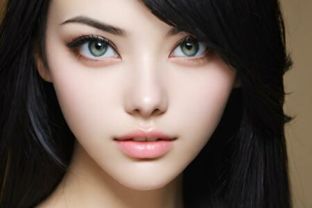 AI girl with black hair wallpaper