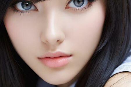 AI girl with black hair wallpaper