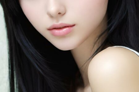 AI girl with black hair wallpaper