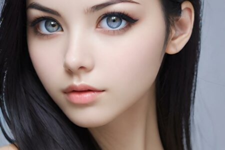 AI girl with black hair wallpaper