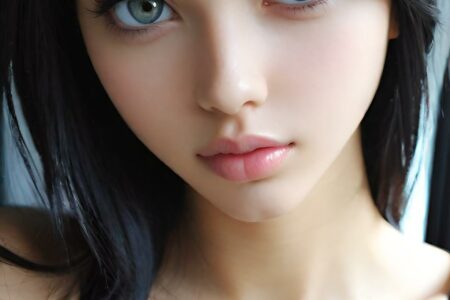 AI girl with black hair wallpaper