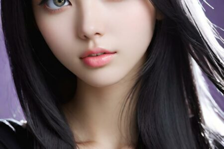 AI girl with black hair wallpaper