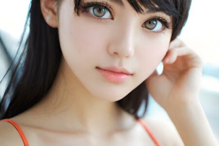 AI girl with black hair wallpaper