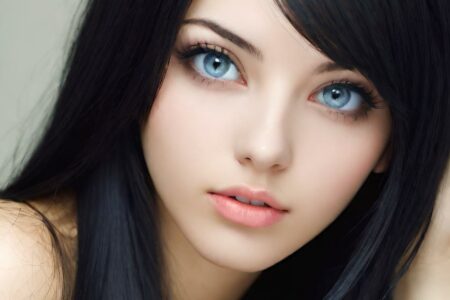 AI girl with black hair wallpaper