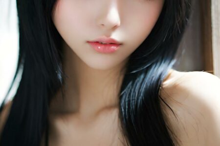 AI girl with black hair wallpaper