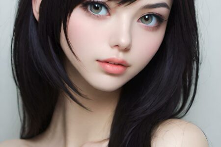 AI girl with black hair wallpaper
