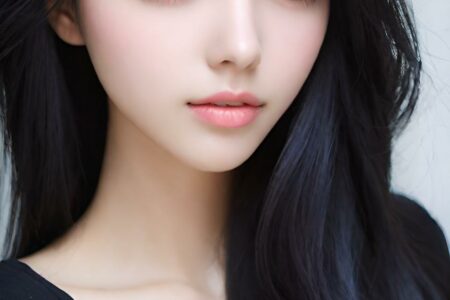 AI girl with black hair wallpaper