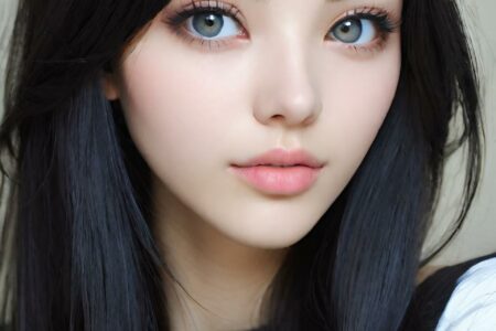 AI girl with black hair wallpaper
