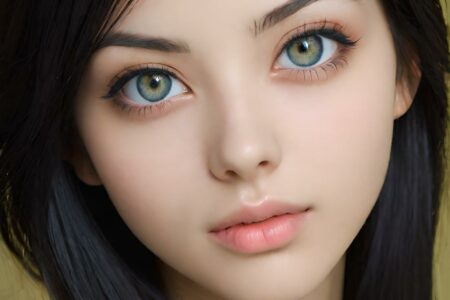 AI girl with black hair wallpaper