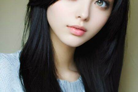 AI girl with black hair wallpaper