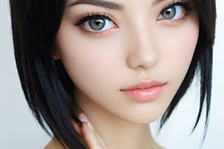 AI girl with black hair wallpaper