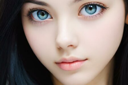 AI girl with black hair wallpaper