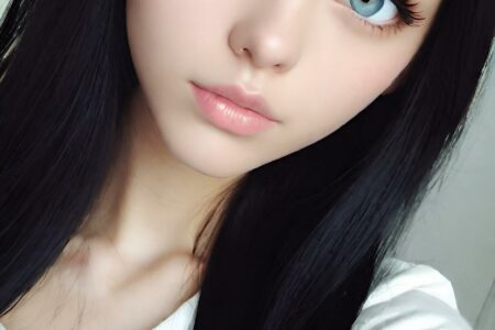 AI girl with black hair wallpaper