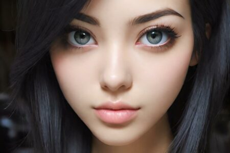 AI girl with black hair wallpaper