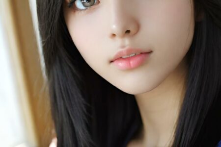 AI girl with black hair wallpaper