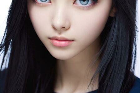AI girl with black hair wallpaper