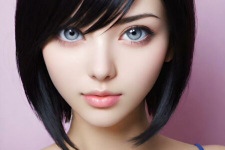 AI girl with black hair wallpaper