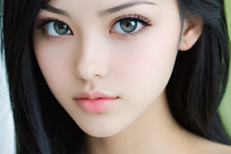 AI girl with black hair wallpaper