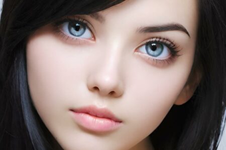 AI girl with black hair wallpaper