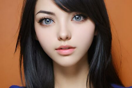 AI girl with black hair wallpaper