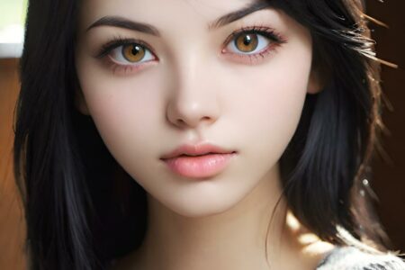 AI girl with black hair wallpaper