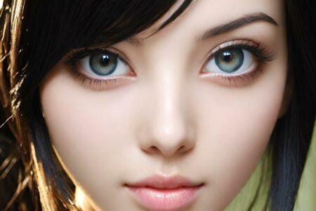 AI girl with black hair wallpaper