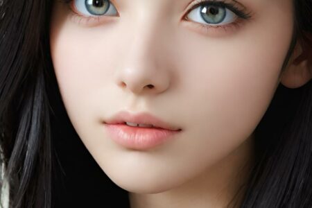AI girl with black hair wallpaper