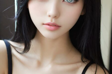 AI girl with black hair wallpaper