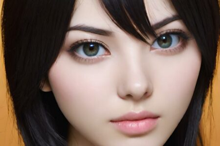AI girl with black hair wallpaper