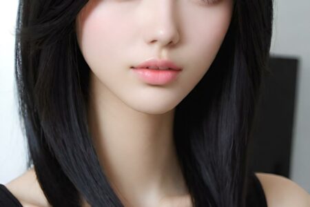AI girl with black hair wallpaper