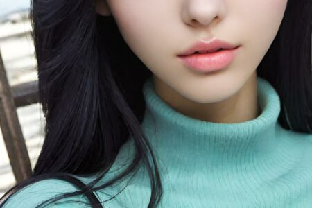 AI girl with black hair wallpaper