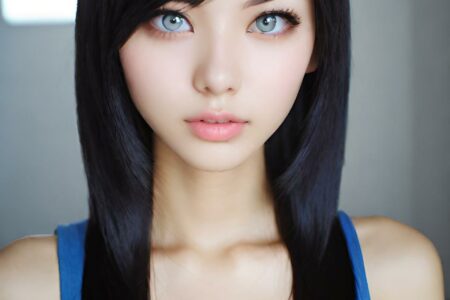 AI girl with black hair wallpaper
