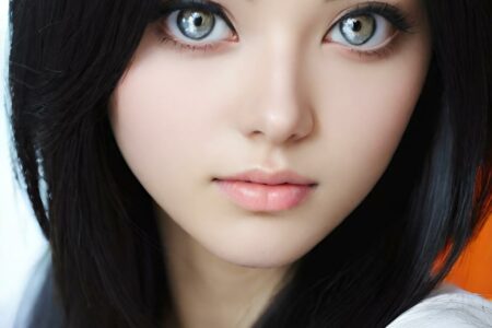 AI girl with black hair wallpaper