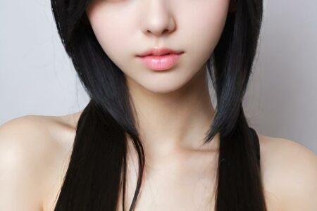 AI girl with black hair wallpaper