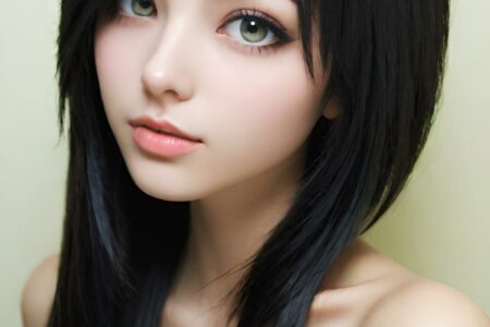 AI girl with black hair wallpaper