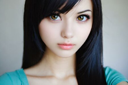 AI girl with black hair wallpaper