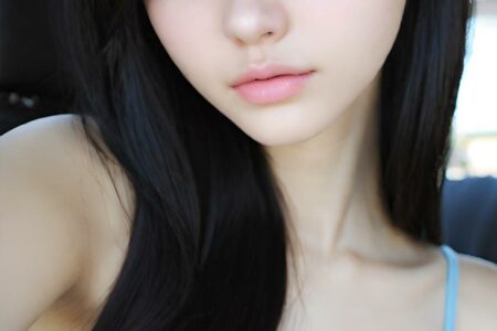 AI girl with black hair wallpaper