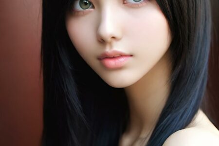 AI girl with black hair wallpaper
