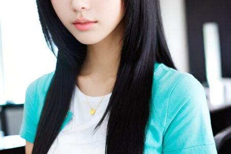 AI girl with black hair wallpaper