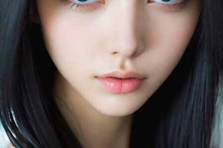 AI girl with black hair wallpaper