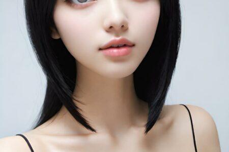 AI girl with black hair wallpaper