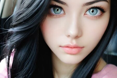 AI girl with black hair wallpaper