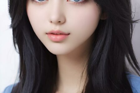 AI girl with black hair wallpaper