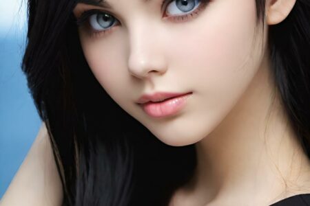 AI girl with black hair wallpaper