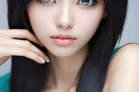 AI girl with black hair wallpaper
