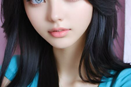 AI girl with black hair wallpaper