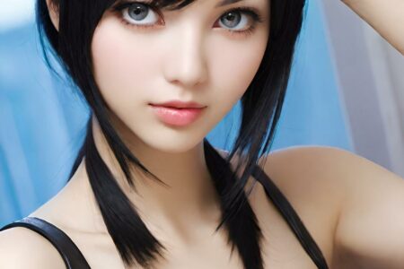 AI girl with black hair wallpaper