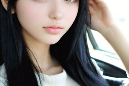 AI girl with black hair wallpaper
