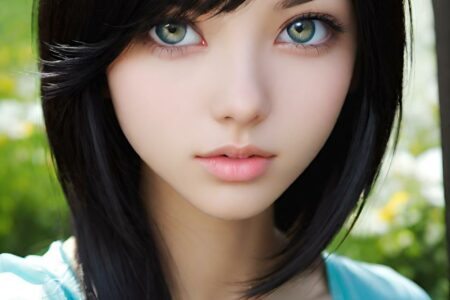 AI girl with black hair wallpaper